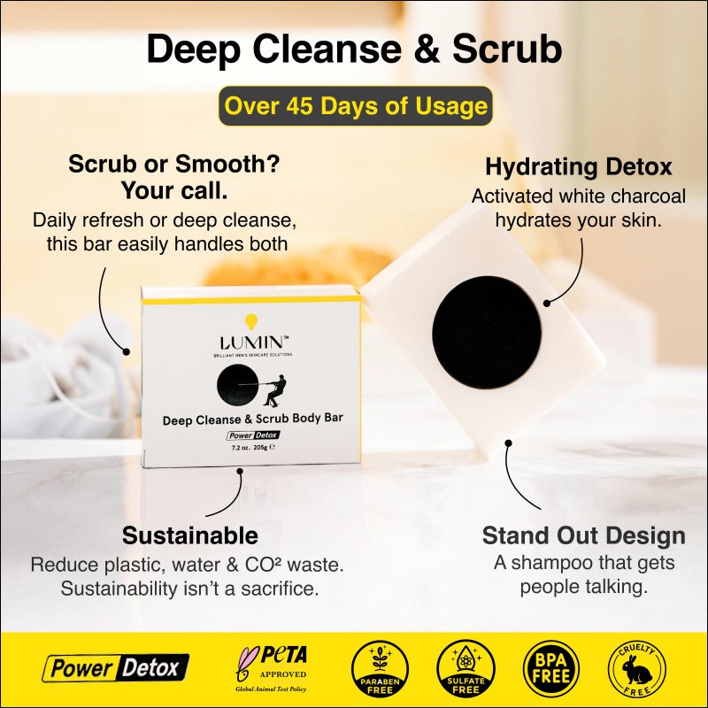Lumin Men's Charcoal Body Soap - Premium Quality Bar Soap for Men - Natural, Nourishing and Cleansing - Best Soap for Men with Activated Charcoal - Ideal for All Skin Types - Image 5