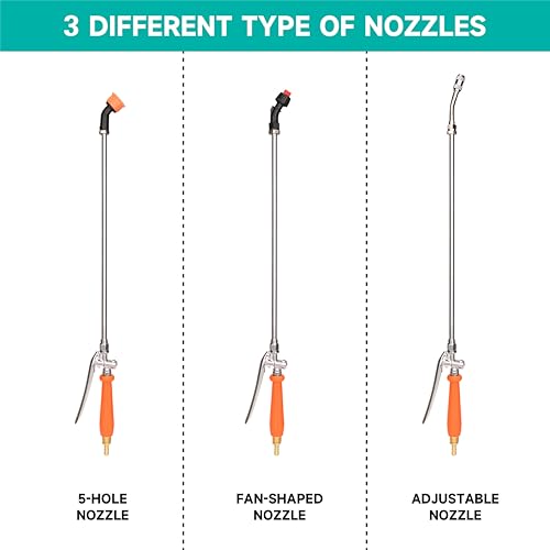 WUDIALIEN Sprayer Wand with 3 Different Types of Nozzles Replacement Sprayer Wand with 14 38 Brass Barb for Most Sprayer Hoses Builtin Stainless Steel 2 Hose Clamps - Image 3