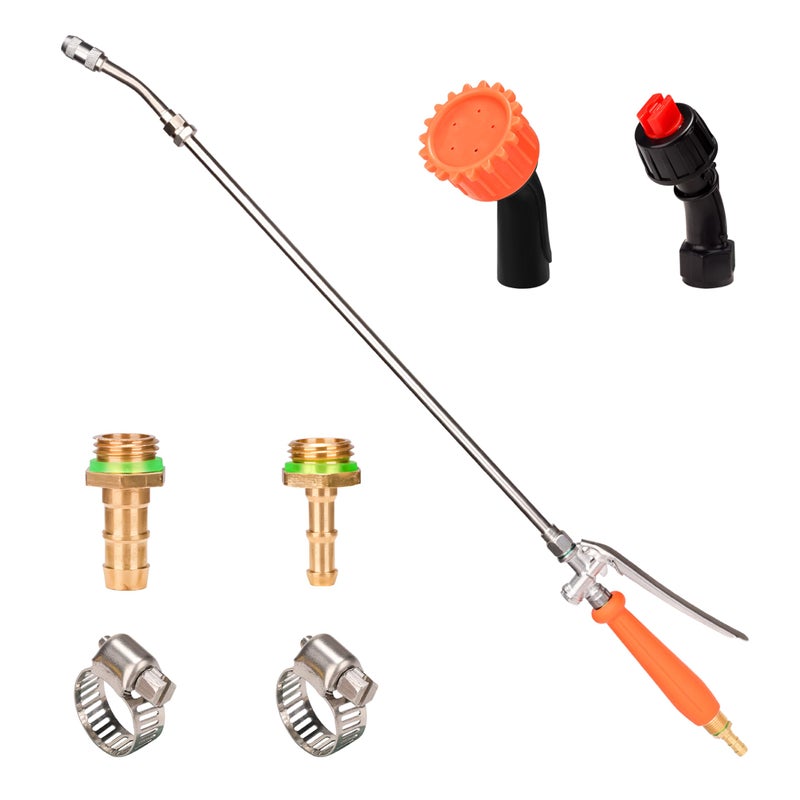 WUDIALIEN Sprayer Wand with 3 Different Types of Nozzles Replacement Sprayer Wand with 14 38 Brass Barb for Most Sprayer Hoses Builtin Stainless Steel 2 Hose Clamps - Image 2