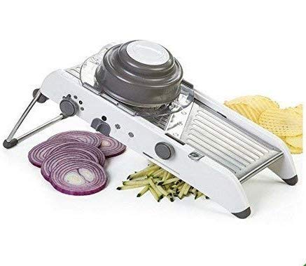 DR Mall Stainless Steel Mandoline Slicer With Holder Cuts Fruits And Vegetables Cutter Multicolour - Image 1