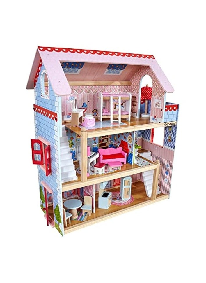 KidKraft Chelsea Doll Cottage Wooden Dolls House With Furniture And Accessories Included (3 Storey Play Set For 30 Cm/12 Inch Dolls), 65054  - Image 1