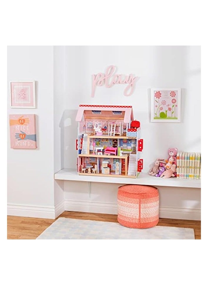 KidKraft Chelsea Doll Cottage Wooden Dolls House With Furniture And Accessories Included (3 Storey Play Set For 30 Cm/12 Inch Dolls), 65054  - Image 3