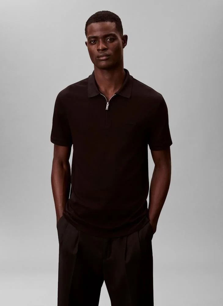 Slim Zip Neck Polo Shirt