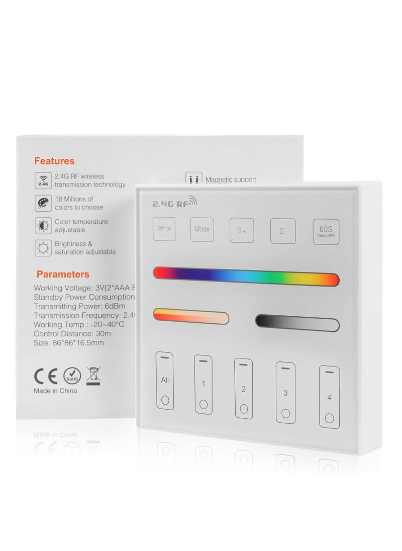 Generic - 2.4G RF Wall Mounted Smart Panel Remote Control Matching, Group Control Multiple Devices, Matching with S1 LED Controller, RGBW/RGB/CCT/Dimming 4 Channel, 360° 99ft Wireless Control Distance - Image 1