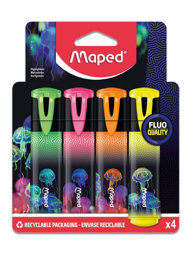 Maped أقلام تمييز متعددة الألوان من جنة البحر العميق 4 قطع - Image 1