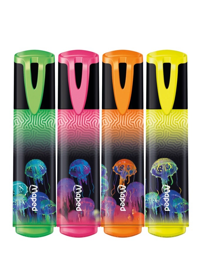 Maped أقلام تمييز متعددة الألوان من جنة البحر العميق 4 قطع - Image 2