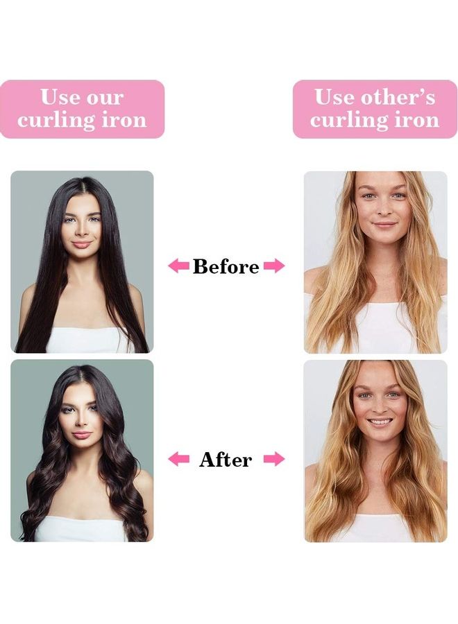 NIBEMINENT 3-Barrel Curling Iron Hair Crimper with Heat Resistant Glove and Travel Bag Pink/Black - Image 4