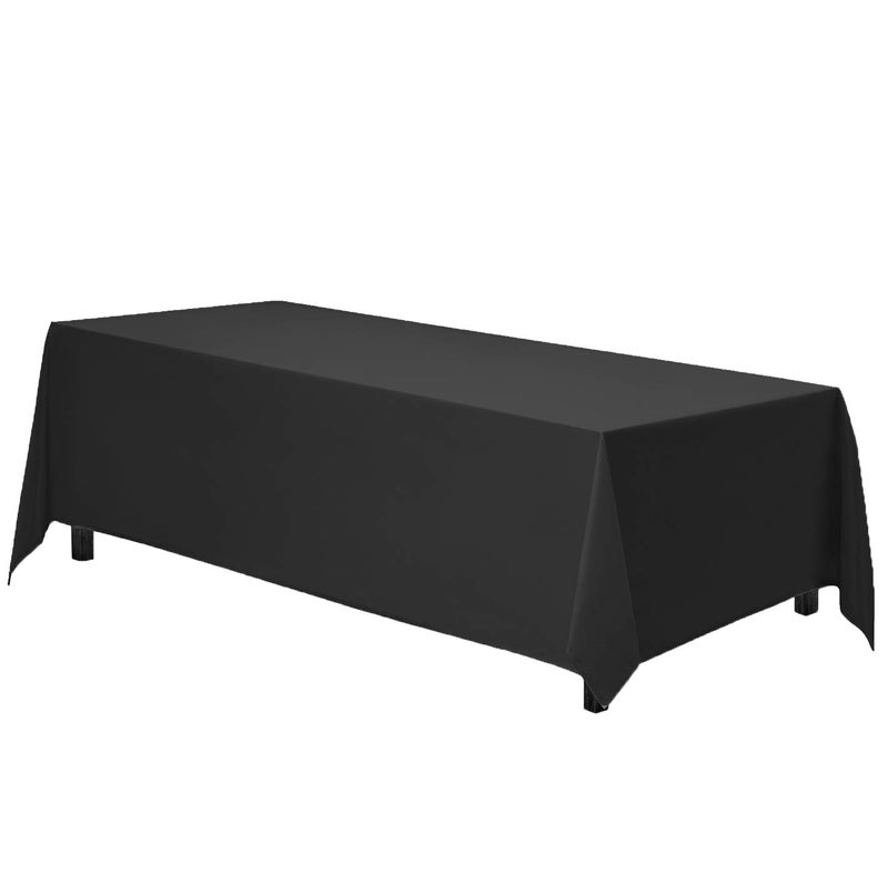 Gee Di Moda Rectangle Tablecloth  90 x 156 Inch Black Table Cloth for 8 Foot Table with FloorLength Drop  Heavy Duty Washable Fabric  8 Ft Buffet Table Holiday Party Wedding  Baby Shower