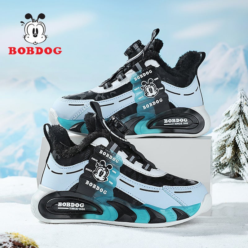 Babu Bean Boys Large Cotton Shoes 2024 Leather Winter New Girls' Sports Shoes Fleece-Lined Warm Children'S Winter Shoes - Image 2