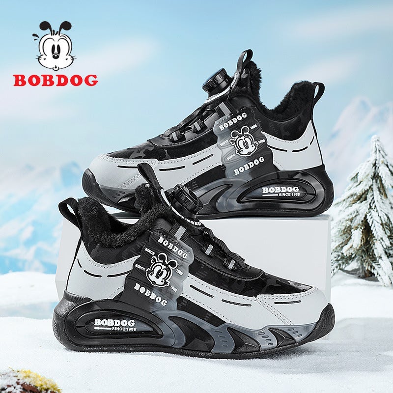 Babu Bean Boys Large Cotton Shoes 2024 Leather Winter New Girls' Sports Shoes Fleece-Lined Warm Children'S Winter Shoes - Image 5