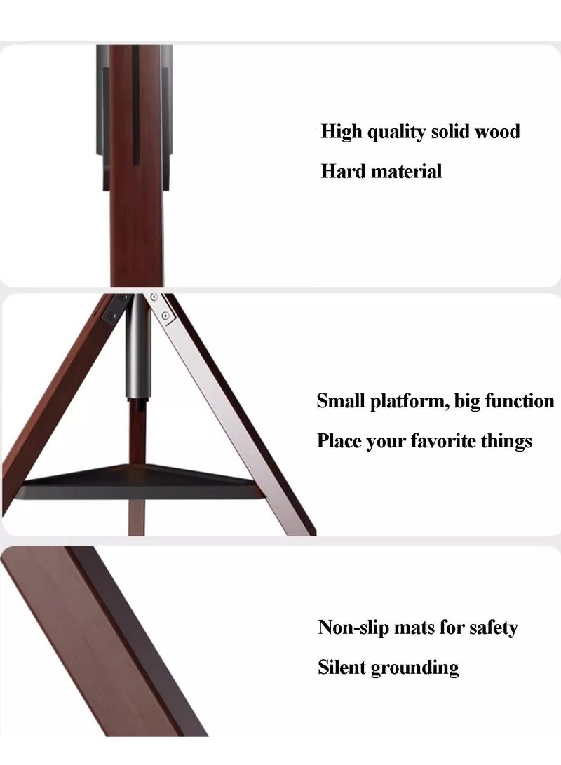 XiuWoo Floor TV Screen Stand,180 Degrees Swivel for 30-70" Screens,Steel & Beech Legs with Storage Tray,Height Adjustable,VESA 600x400mm,Non-Slip Base​ - Image 5