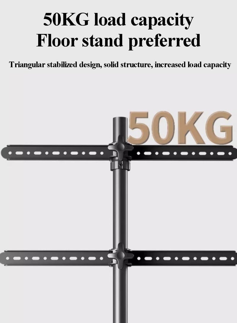 XiuWoo Floor TV Screen Stand,180 Degrees Swivel for 30-70" Screens,Steel & Beech Legs with Storage Tray,Height Adjustable,VESA 600x400mm,Non-Slip Base​ - Image 3