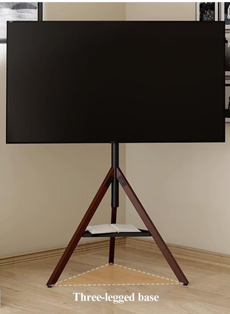 XiuWoo Floor TV Screen Stand,180 Degrees Swivel for 30-70" Screens,Steel & Beech Legs with Storage Tray,Height Adjustable,VESA 600x400mm,Non-Slip Base​ - Image 2