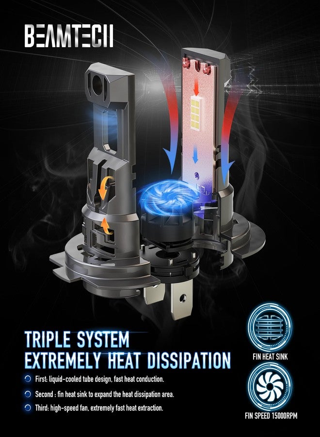 BEAMTECH مصابيح BEAMTECH H7، رقائق G-XPower، إضاءة ضباب بيضاء 6500K أكثر سطوعًا بنسبة 500%، سهلة التركيب والتشغيل، عدد 2 مصباح - Image 5