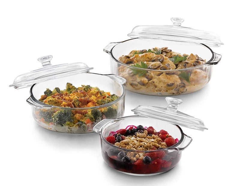 Big Cart Glass Casserole with Glass lid Oven and Microwave Safe See Direct Glass Top Set of 3Casserol Pack of 3 - Image 3