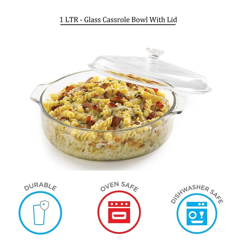 Big Cart Glass Casserole with Glass lid Oven and Microwave Safe See Direct Glass Top Set of 3Casserol Pack of 3 - Image 4