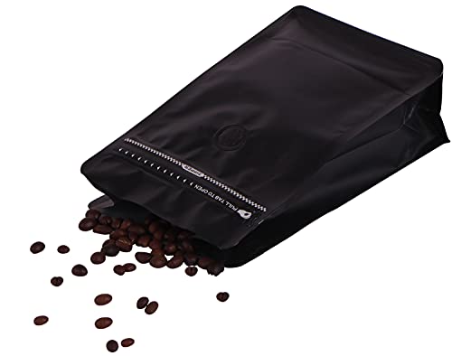 REMTAP Coffee Bags with Valve(50pcs,8 oz,1/2 lb) Black High Barrier Aluminumed Foil Flat Bottom Standing Coffee Beans Storage Bags,Reusable Heat Sealable Side Zipper Pouches for Home or Store - Image 4
