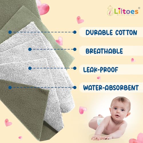 LILTOES SmartDry 5-Layer Booster Pads for Cloth Diaper The Ultimate Baby Cloth Diaper Soaker Inserts (Green) Pack Of 7 - Image 5