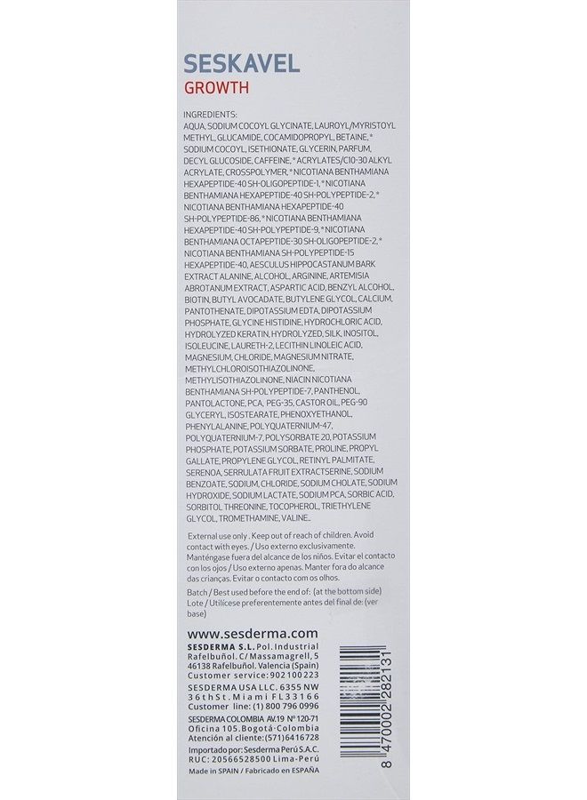 SeSDERMA SESKAVEL Strengthening Hair Shampoo, 6.8 Fl Oz (Pack of 1) - Image 3