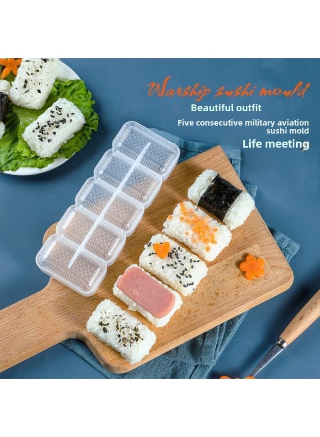 Warship Sushi Mold Five-link Sushi Tools Rice Group Porphyra Wrap Rice Mold Japanese Cuisine Hand-held Sushi-Specifications:Cost-effective 2 Sets Of Five-link Army Ship + Special Sushi Rice Shovel-Color:Default - Image 3