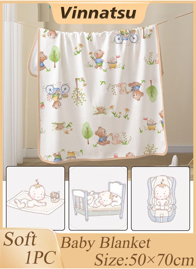 Vinnatsu Vinnatsu 100% Cotton Baby Swaddling Blanket with Pattern 50*70cm For Baby Stroller Safety Mat Crawling Chair Going Out Mat Baby Bed Adult Bed  - Image 1