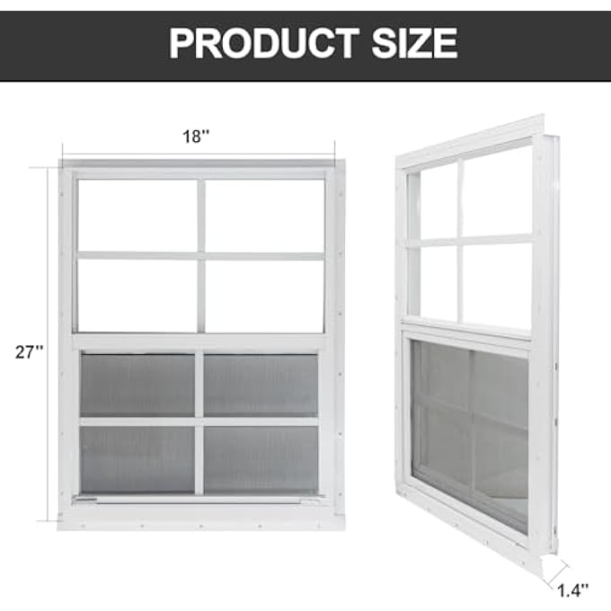 18" X 27" Shed Windows With Tempered Glass And Fiberglass Screen, 2 Pack Small Sliding Windows For Shed, Chicken Coop, Playhouse, Household, Garage, Barns (White) - Image 3
