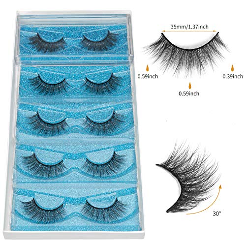 DYSILK Eyelashes Mink Lashes - Wispy Eyelashes 5 Pairs 6D Lashes Kit False Lashes Natural Look Eye Lashes Cat Eye Fake Eyelashes Volume Lashes Strip | 15.2mm - Image 3