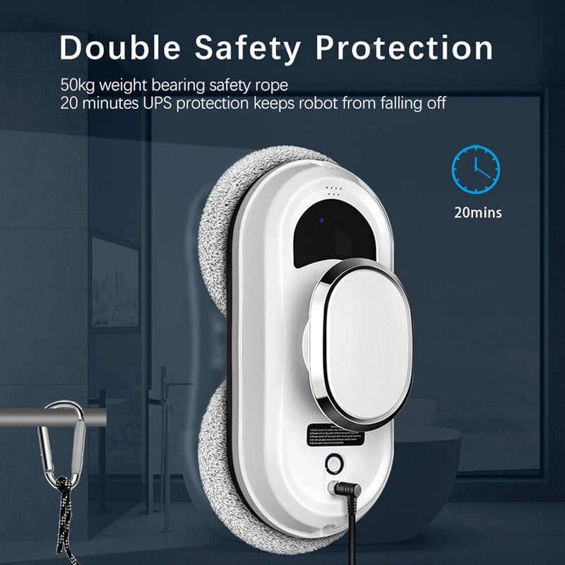 Cryfokt Window Cleaner Robot, 5600Pa Suction Automatic Cleaning with Dual Spiral Cleaning Heads, 3 Planning Modes Window Cleaning Robot with Remote Control for Windows, Tiles, Glass Doors - Image 3
