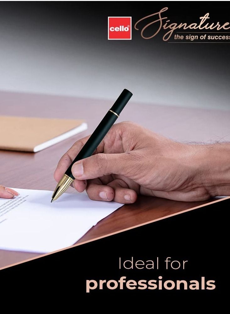 Cello Signature Origin Premium Metal Roller Pen Blue Ink - Image 3