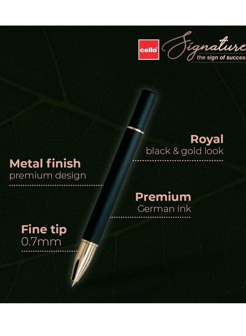 Cello Signature Origin Premium Metal Roller Pen Blue Ink - Image 2