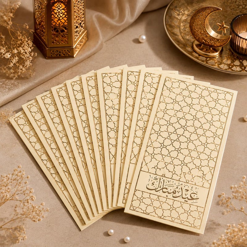 ThePartyPopper Arabian design Gold Foiled Eid Mubarak Eidi Envelopes Pack of 10 - Image 3