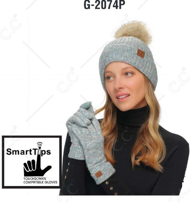 Cc Unisex Cable Knit Winter Warm Anti-Slip Touchscreen Texting Gloves - Image 2