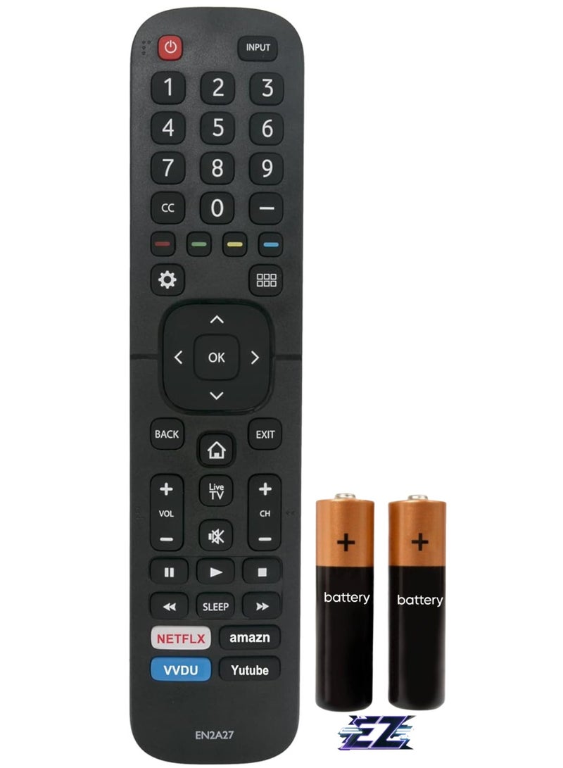 ELTRAZONE Universal IR Remote Control EN2A27 Suitable for All Hisense 4K LED HD UHD Smart TV H5 Series H7 Series H6D Series H8C Series H5D Series H5C Series 40H5 48H5 Series 32H5C 40H5C 40H5B with battery - Image 1