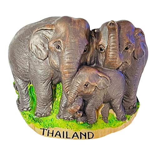 KRIWIN Travel Theme 3D Thailand Elephants Resin Fridge Magnet - Image 1