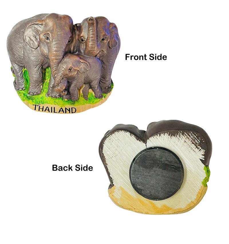 KRIWIN Travel Theme 3D Thailand Elephants Resin Fridge Magnet - Image 3