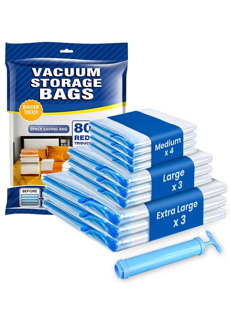 10-Pack Vacuum Storage Bags with Manual Pump for Clothes, Bedding & Duvets - Space Saver Compression Bags - Image 1