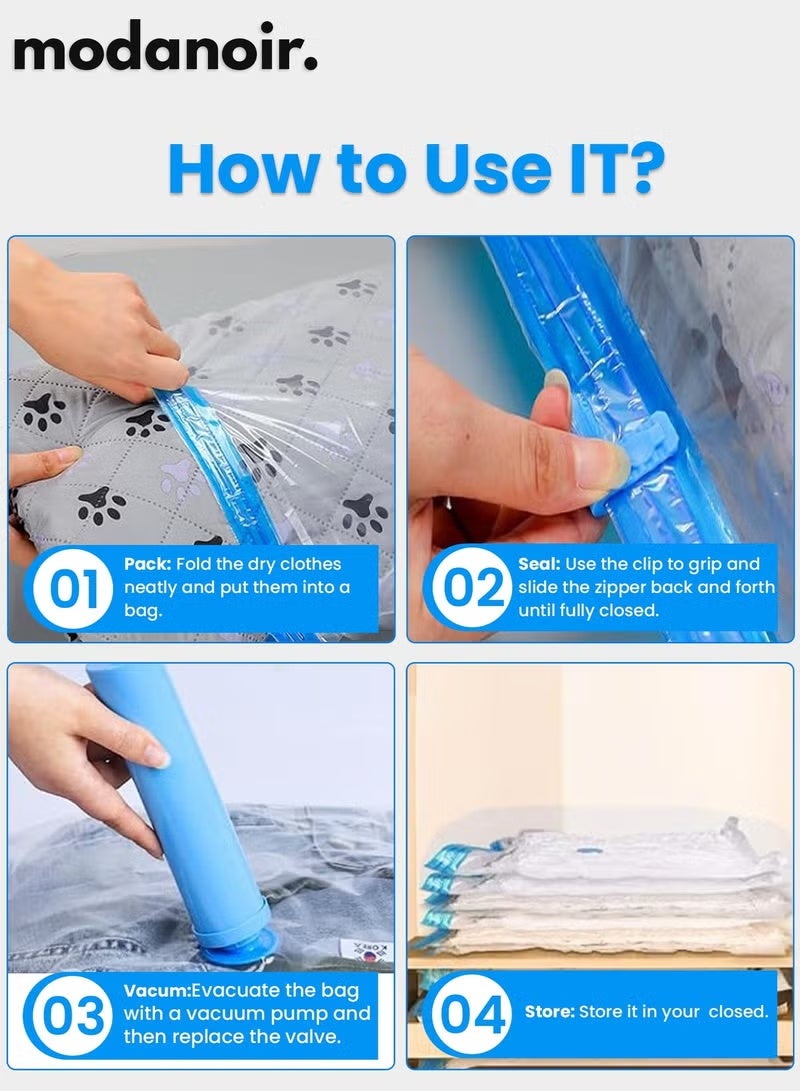 10-Pack Vacuum Storage Bags with Manual Pump for Clothes, Bedding & Duvets - Space Saver Compression Bags - Image 4