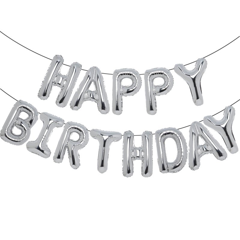 Accevo Silver Happy Birthday Balloon 16 Inch Mylar Foil Letters Balloons Happy Birthday Banner for Kids Child Adults Boys Girls Happy Birthday Sign Birthday Party Decorations Supplies - Image 3