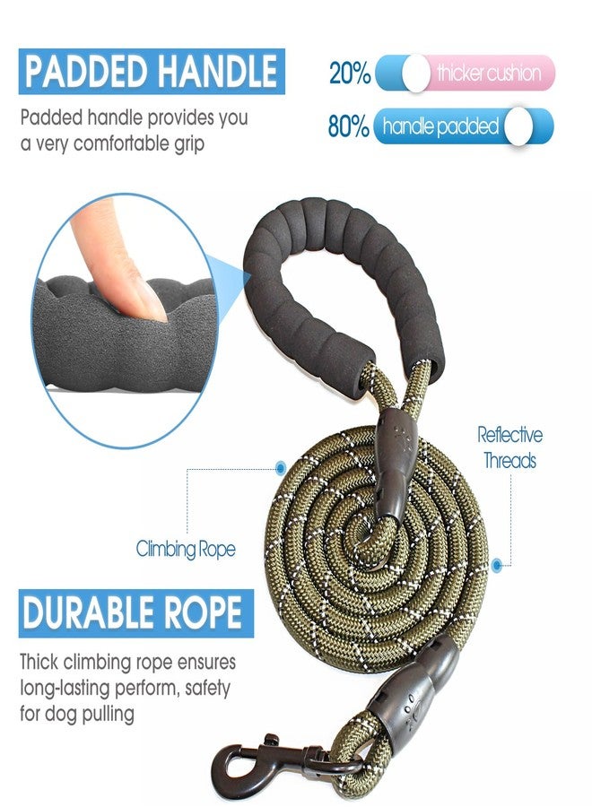 BAAPET 2/4/5/6 FT Dog Leash with Comfortable Padded Handle and Highly Reflective Threads for Small Medium and Large Dogs (5FT-1/2'', Olive Green) - Image 2