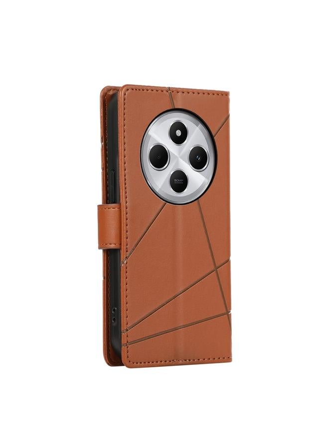 اس-توب جراب لهاتف Redmi 14C 4G مصنوع من جلد البولي يوريثان الأصلي ومزخرف بخطوط منقوش - Image 3