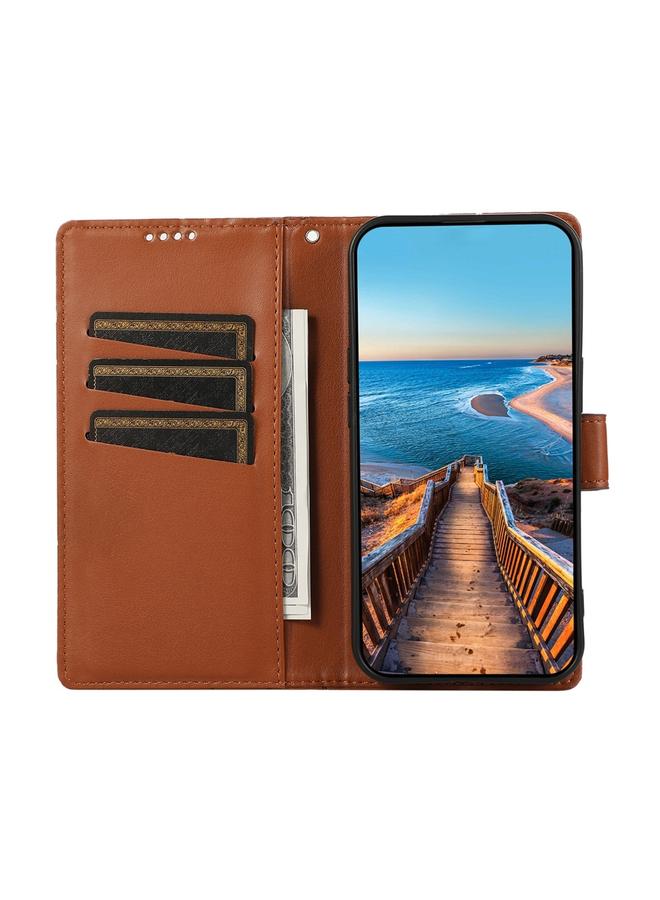 اس-توب جراب لهاتف Redmi 14C 4G مصنوع من جلد البولي يوريثان الأصلي ومزخرف بخطوط منقوش - Image 4