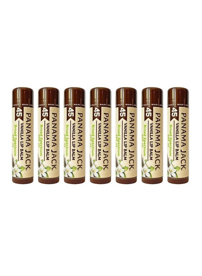 Panama Jack Sunscreen Lip Balm - SPF 45, Broad Spectrum UVA-UVB Sunscreen Protection, Prevents & Soothes Dry, Chapped Lips, Vanilla, 7-pack - Image 1