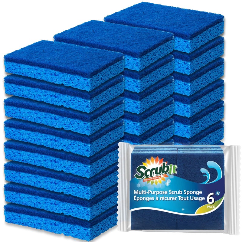 Scrubit Non-Scratch Cleaning Scrub Sponges- Scrubbing Dish Sponge Ideal for Washing Kitchen,Dishes, Bathroom &More â€“ Dishwashing Sponge Along with A Thought Scrubber â€“ 24 sponges - Image 1