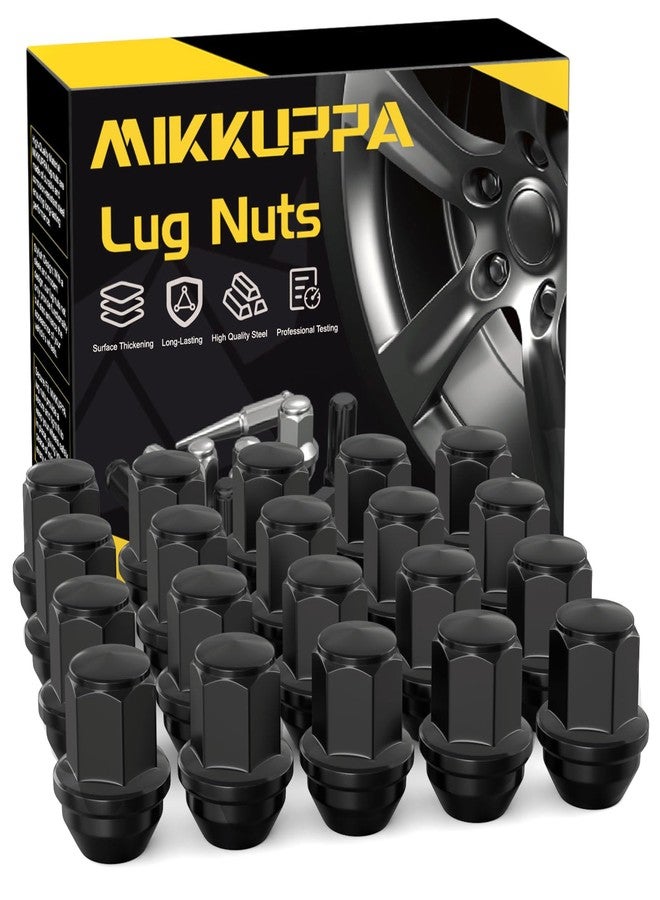 ميكوبّا صواميل عجلات MIKKUPPA M14x1.5 الأصلية، بديلة لسيارات فورد موستانج إيدج (2015-2024)، وإكسبلورر (2020-2023)، ومافريك (2022-2023)، 20 قطعة صواميل إطارات سوداء للعجلات ذات التصميم الأصلي. - Image 1