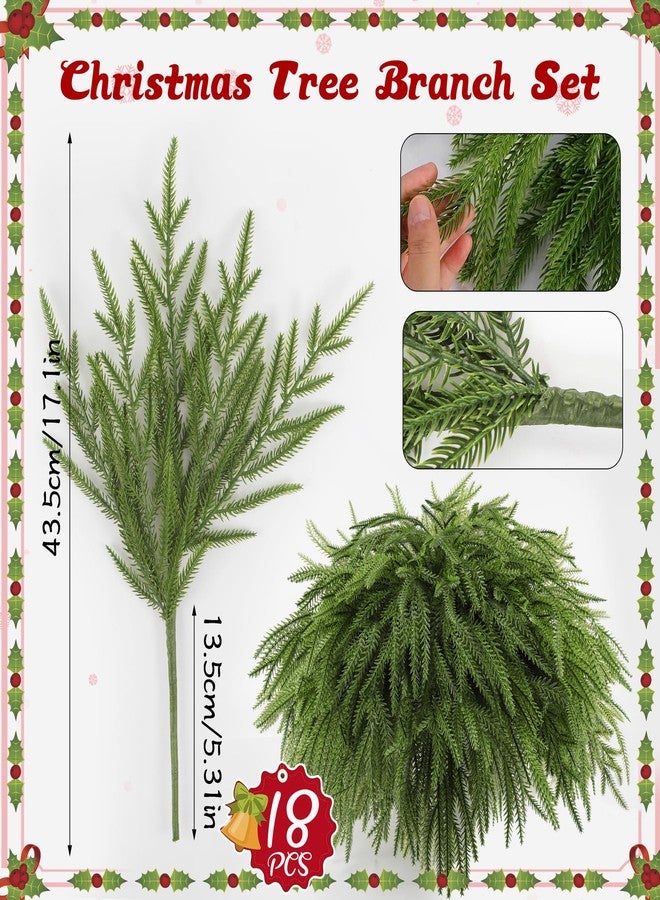 Japior 18 Pcs Christmas Norfolk Pine Branches -18 Inches Artificial Pine Branches faux Christmas Norfolk Pine Greenery Stems Faux Norfolk Pine Branches Garland for Xmas DIY Crafts Decorations Indoor Outdoor - Image 2