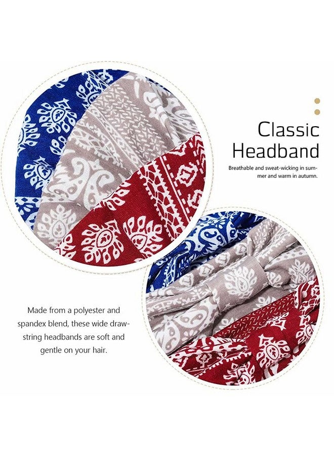 Proberos بروبيروس¬Æ 2 قطع أربطة رأس رياضية بوهيمية للنساء والرجال، أربطة شعر عريضة مرنة أنيقة لليوغا، شريط عرق للتمرين، الجري، التنس، الريشة، الماراثونات، ركوب الدراجات، أسود+أحمر+أزرق - Image 5