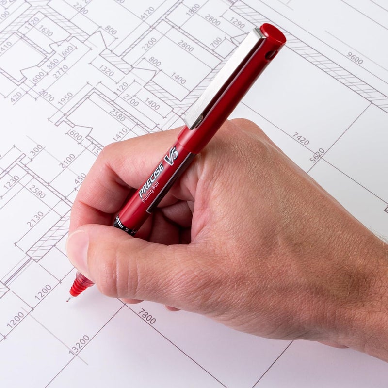 PILOT , Precise V5, Capped Liquid Ink Rolling Ball Pens, Extra Fine Point 0.5 mm, Red, Pack of 12 - Image 4