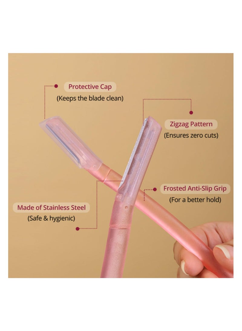 CARMESI Carmesi Reusable Face Razor For Women Facial Hair Dermaplaning Tool - 3 Razors Instant & Painless Hair Removal For Eyebrows, Upper Lip, Forehead, Peach Fuzz  - Image 3