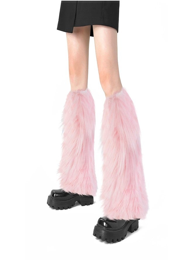 XEPST Women's Plush Leg Warmers Winter Fur Legs Cuffs Soft Sexy Fur Leg Warmers Long Boots Arm Warmers for Women (Pink) - Image 1