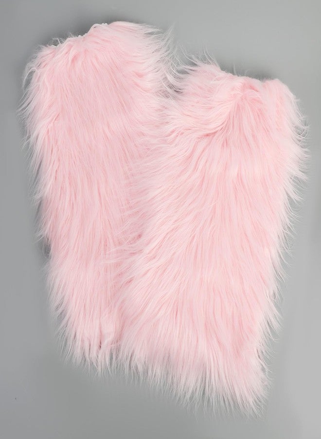 XEPST Women's Plush Leg Warmers Winter Fur Legs Cuffs Soft Sexy Fur Leg Warmers Long Boots Arm Warmers for Women (Pink) - Image 5